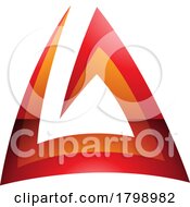 Red And Orange Glossy Triangular Spiral Letter A Icon