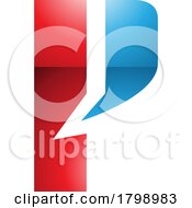 Poster, Art Print Of Red And Blue Glossy Letter P Icon With A Bold Rectangle