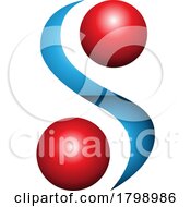 Poster, Art Print Of Red And Blue Glossy Letter S Icon With Spheres