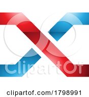 Poster, Art Print Of Red And Blue Glossy Letter X Icon With Crossing Lines