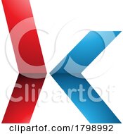 Poster, Art Print Of Red And Blue Glossy Lowercase Arrow Shaped Letter K Icon
