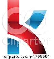 Poster, Art Print Of Red And Blue Glossy Lowercase Letter K Icon With Overlapping Paths
