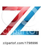 Poster, Art Print Of Red And Blue Glossy Number 7 Shaped Letter Z Icon