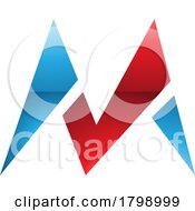 Poster, Art Print Of Red And Blue Glossy Pointy Tipped Letter M Icon