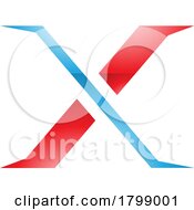 Poster, Art Print Of Red And Blue Glossy Pointy Tipped Letter X Icon