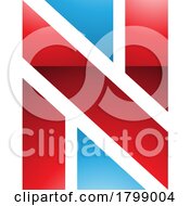 Poster, Art Print Of Red And Blue Glossy Rectangle Shaped Letter N Icon
