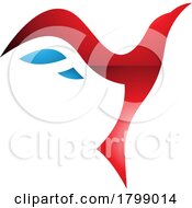 Red And Blue Glossy Rising Bird Shaped Letter Y Icon