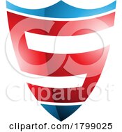 Poster, Art Print Of Red And Blue Glossy Shield Shaped Letter S Icon