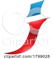 Poster, Art Print Of Red And Blue Glossy Spiky Italic Letter J Icon