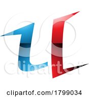 Poster, Art Print Of Red And Blue Glossy Spiky Shaped Letter U Icon