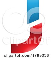 Poster, Art Print Of Red And Blue Glossy Split Shaped Letter J Icon