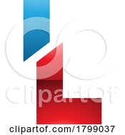 Poster, Art Print Of Red And Blue Glossy Split Shaped Letter L Icon