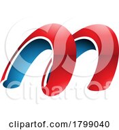 Poster, Art Print Of Red And Blue Glossy Spring Shaped Letter M Icon