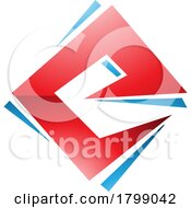 Red And Blue Glossy Square Diamond Letter E Icon