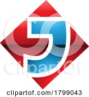 Red And Blue Glossy Square Diamond Shaped Letter J Icon