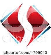Red And Blue Glossy Square Diamond Shaped Letter S Icon