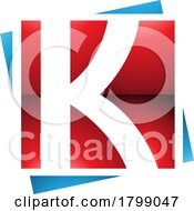 Red And Blue Glossy Square Letter K Icon