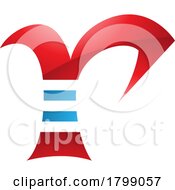 Red And Blue Glossy Striped Letter R Icon