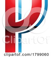 Red And Blue Glossy Striped Shaped Letter Y Icon