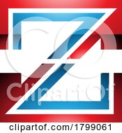 Poster, Art Print Of Red And Blue Glossy Striped Shaped Letter Z Icon
