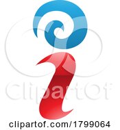 Poster, Art Print Of Red And Blue Glossy Swirly Letter I Icon