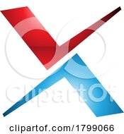 Poster, Art Print Of Red And Blue Glossy Tick Shaped Letter X Icon