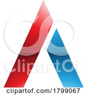 Poster, Art Print Of Red And Blue Glossy Trapezium Shaped Letter A Icon