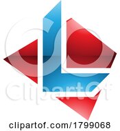 Poster, Art Print Of Red And Blue Glossy Trapezium Shaped Letter L Icon