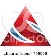 Poster, Art Print Of Red And Blue Glossy Triangle Shaped Letter S Icon