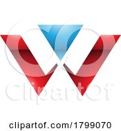 Poster, Art Print Of Red And Blue Glossy Triangle Shaped Letter W Icon