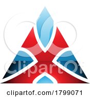 Red And Blue Glossy Triangle Shaped Letter X Icon