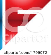 Poster, Art Print Of Red And Blue Glossy Triangular Letter F Icon