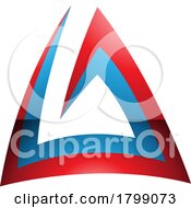 Poster, Art Print Of Red And Blue Glossy Triangular Spiral Letter A Icon