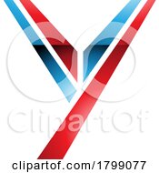 Poster, Art Print Of Red And Blue Glossy Uppercase Letter Y Icon