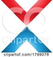 Poster, Art Print Of Red And Blue Glossy V Shaped Letter X Icon