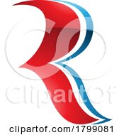 Poster, Art Print Of Red And Blue Glossy Wavy Shaped Letter R Icon