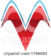 Poster, Art Print Of Red And Blue Glossy Wing Shaped Letter V Icon