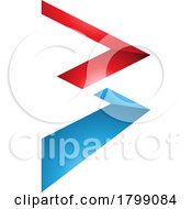 Red And Blue Glossy Zigzag Shaped Letter B Icon