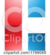 Poster, Art Print Of Red And Blue Rectangular Glossy Letter C Icon