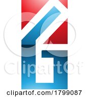 Poster, Art Print Of Red And Blue Rectangular Glossy Letter G Or Number 6 Icon