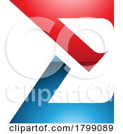 Poster, Art Print Of Red And Blue Sharp Glossy Elegant Letter E Icon