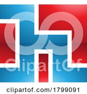 Poster, Art Print Of Red And Blue Square Shaped Glossy Letter H Icon