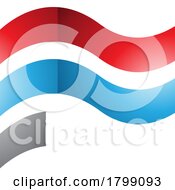 Poster, Art Print Of Red And Blue Wavy Glossy Flag Shaped Letter F Icon