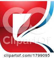 Red And Blue Wavy Layered Glossy Letter E Icon