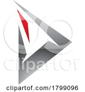 Red And Grey Glossy Spiky Triangular Letter D Icon