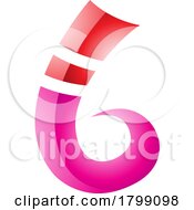 Red And Magenta Curly Glossy Spike Shape Letter B Icon