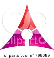 Red And Magenta Deflated Glossy Triangle Letter A Icon