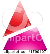 Poster, Art Print Of Red And Magenta Glossy Split Triangle Shaped Letter A Icon