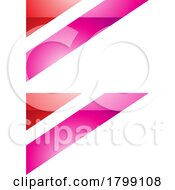 Red And Magenta Glossy Triangular Flag Shaped Letter B Icon