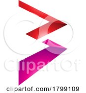 Poster, Art Print Of Red And Magenta Glossy Zigzag Shaped Letter B Icon